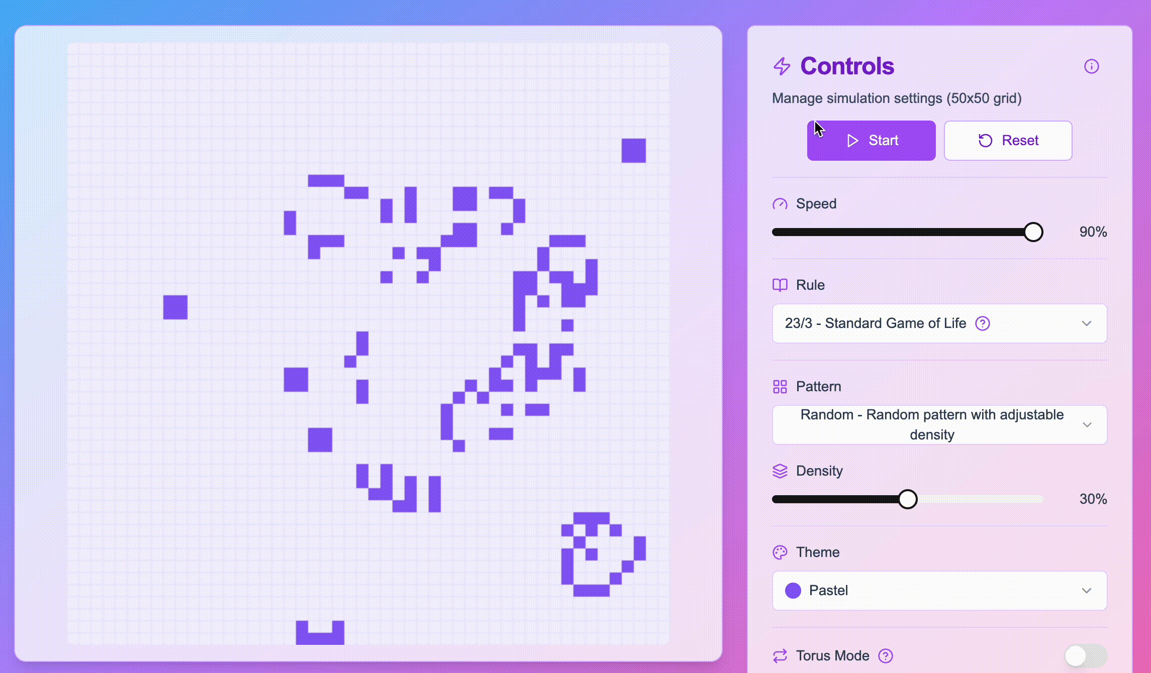 Game Of Life: A Cellular Automaton Brought to Life in the Browser screenshot 1