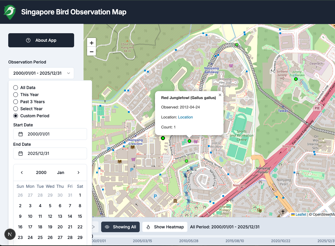 Mapping Singapore's Avian Life: Inside the Singapore Bird Observation Map screenshot 3